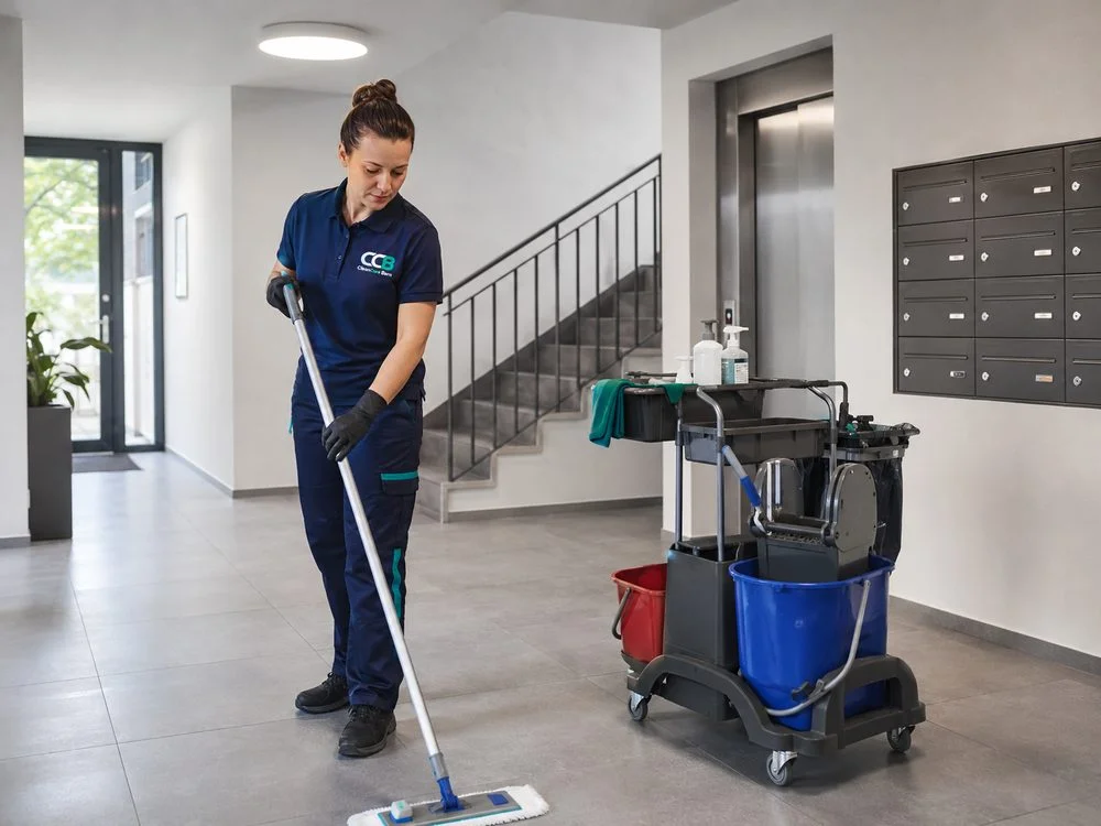 Unterhaltsreinigung eines Treppenhauses durch CleanCare Bern